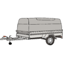 Släpvagn med kåpa, totalvikt 850 kg, bromsad